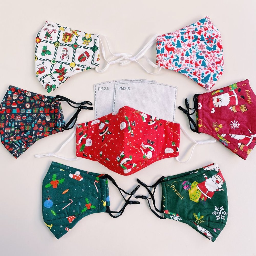 bundle of 7 christmas face masks + 14 filters
